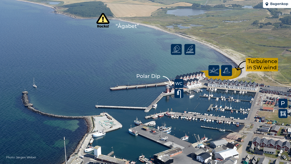 Kort over surf i Bagenkop