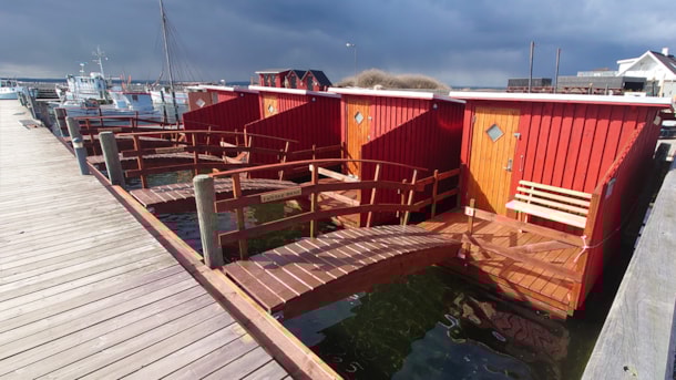 Floating shelters at Lohals Harbor